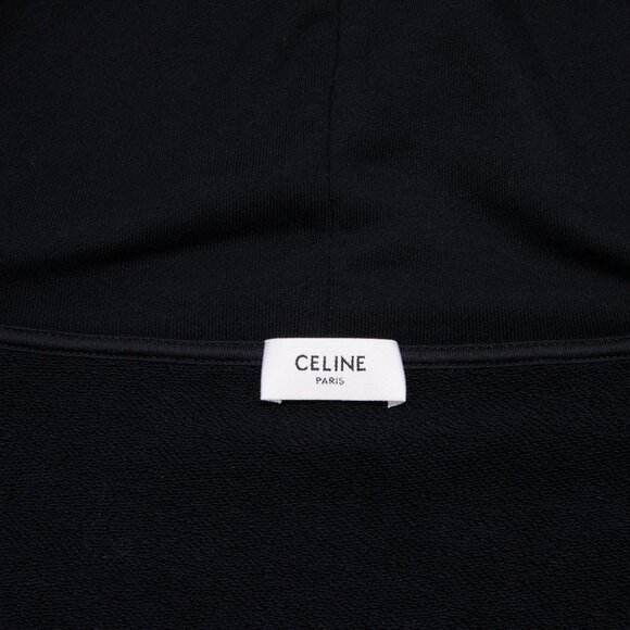 NEW CELINE x Hedi Slimane Loose Zipped Hoodie Black Cotton Fleece Logo XXL 2XL - Picture 6 of 15